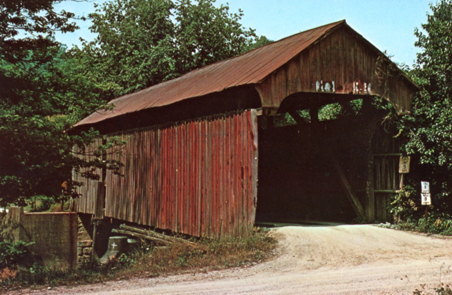 Rich Valley Covered Bridge NOBLE COUNTY OHIO Vintage Postcard