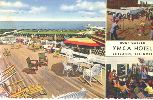 Roof Garden YMCA Hotel CHICAGO ILLINOIS Vintage Linen Postcard