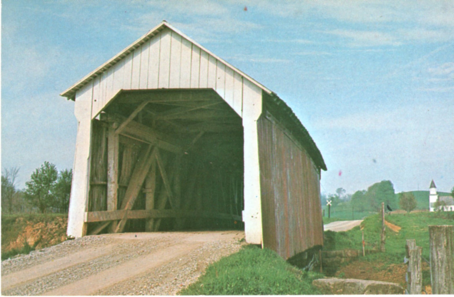 Johnson Creek Perry County #3 Covered Bridge PERRY COUNTY OHIO Vintage Postcard