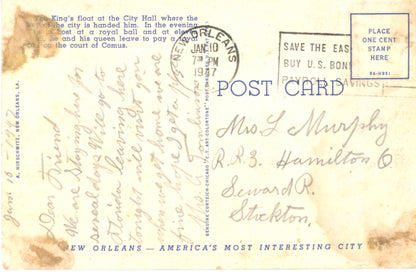 King of Rex Mardi Gras NEW ORLEANS, LOUISIANA Vintage Linen Postcard Circa 1939