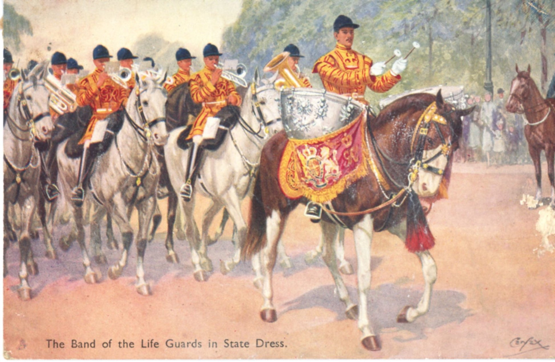 The Band of the Life Guards in State Dress WINDSOR ENGLAND Vintage Tuck's Postcard