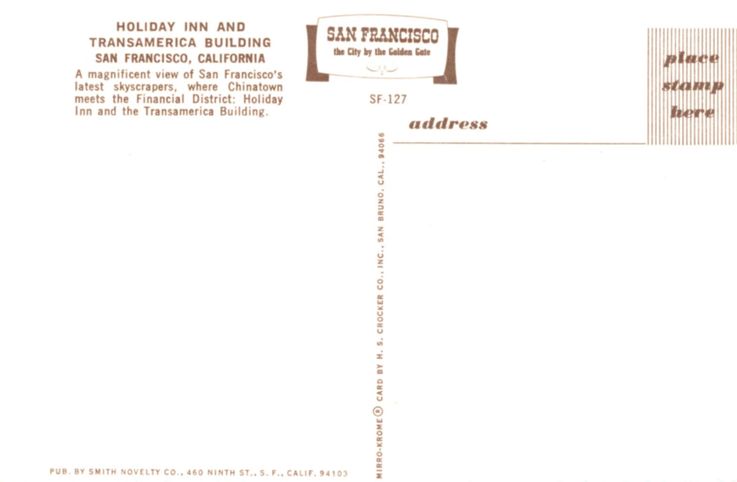 Holiday Inn and Transamerica Building SAN FRANCISCO, CALIFORNIA Vintage Postcard