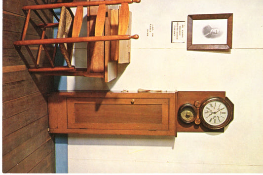 Shaker Museum Office Clock and Tilting Chair AUBURN KENTUCKY Vintage Postcard