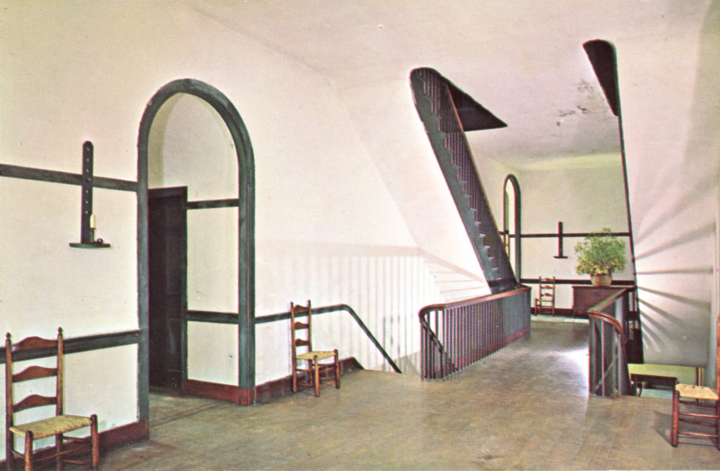 Shaker Center Family Dwelling House Hallway PLEASANT HILL KENTUCKY Vintage Postcard