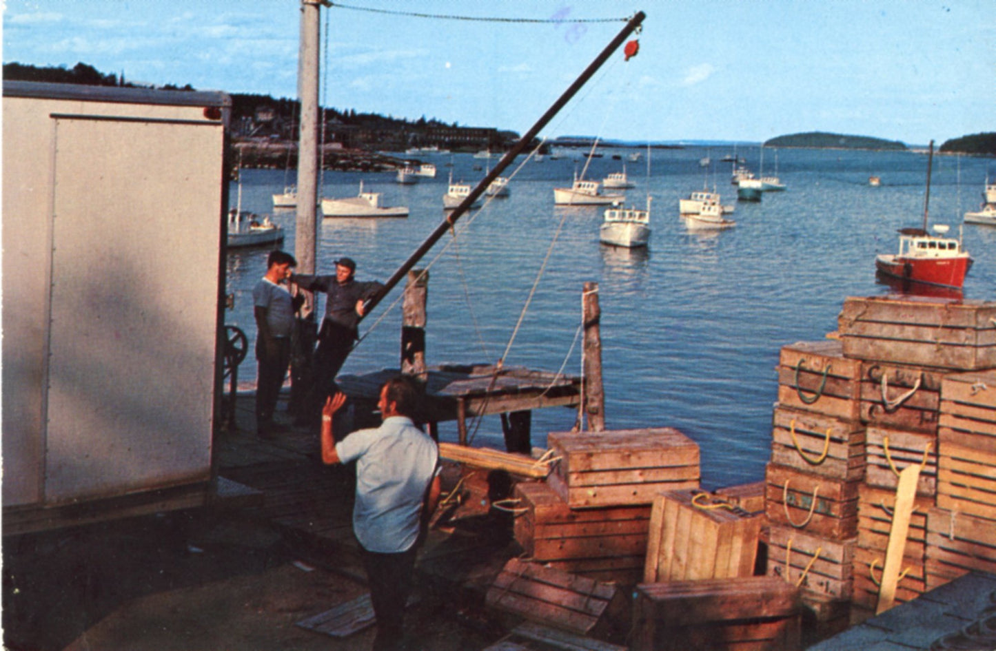 Lobstermen at Deer Island Thorofare STONINGTON MAINE Vintage Postcard ©1970's
