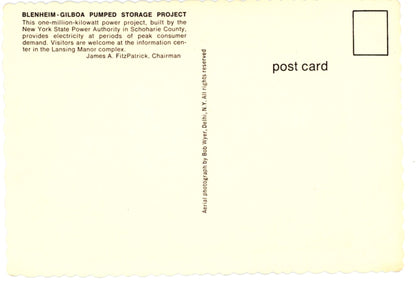 Blenheim-Gilboa Pumped Storage Project GILBOA NEW YORK Aerial View Vintage Large Postcard Back