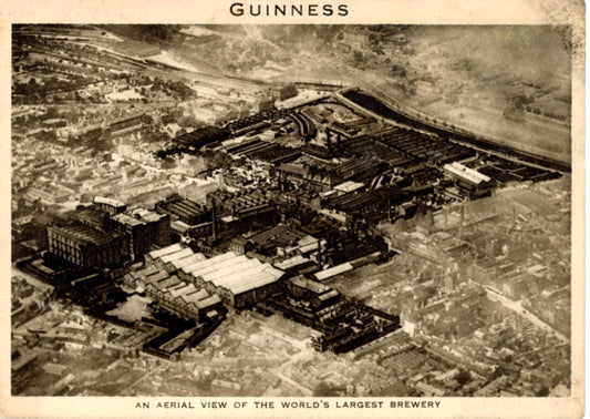 Guinness World's Largest Brewery DUBLIN IRELAND Aerial View Vintage Linen Postcard ©1940's