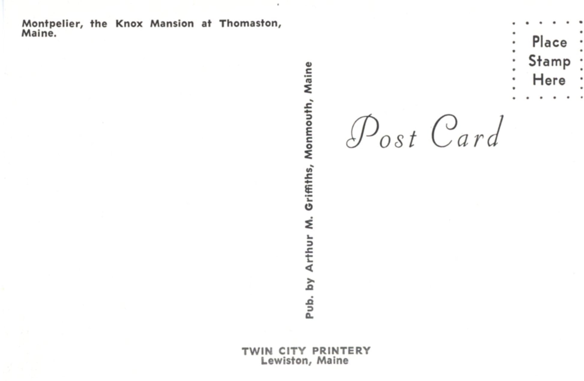 Montpelier Knox Mansion THOMASTON MAINE Vintage Postcard ©1970's