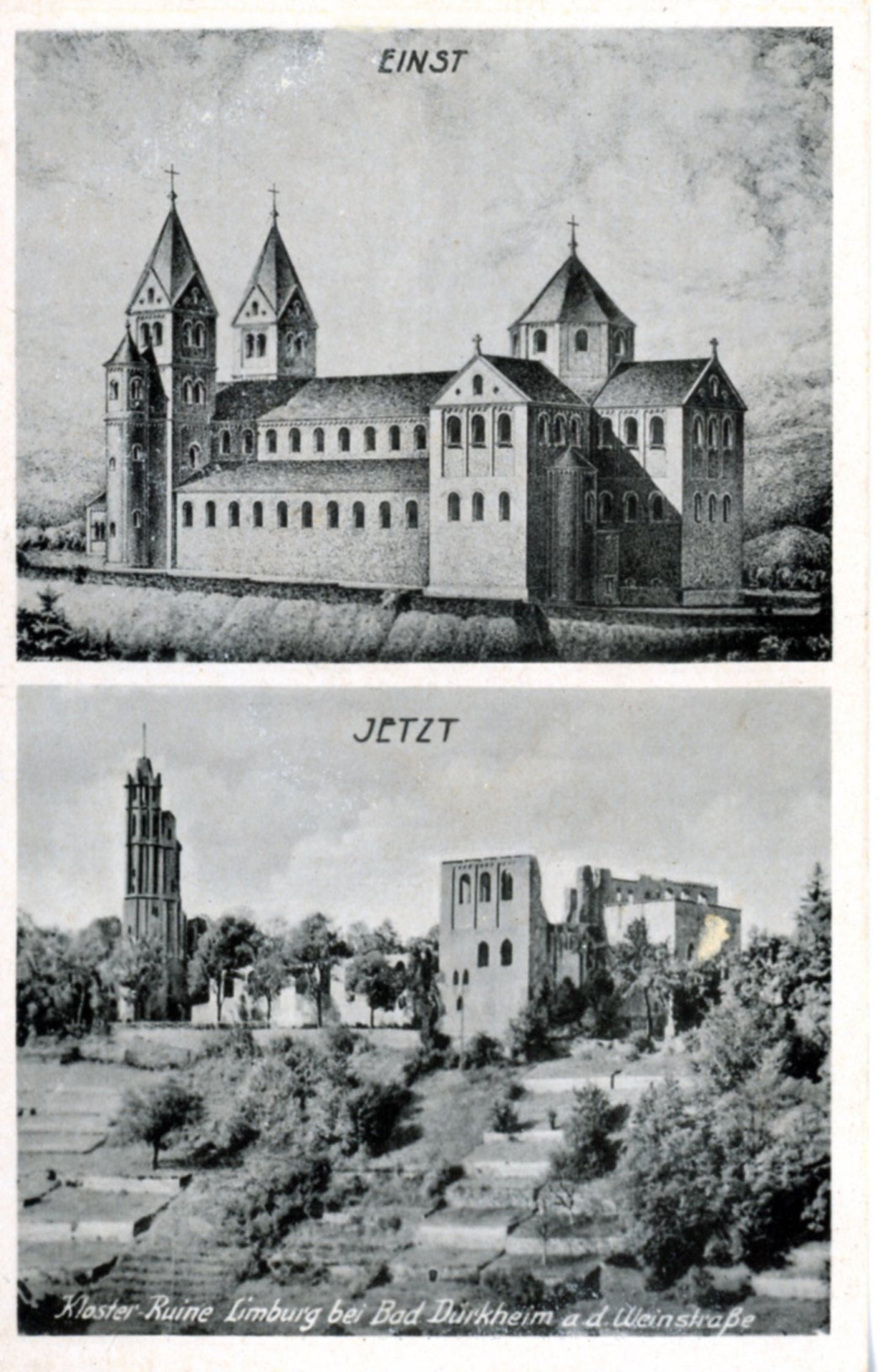 Kloster Ruine Limberg bei BAD DÜRKHEIM GERMANY Before After Real Photo Postcard