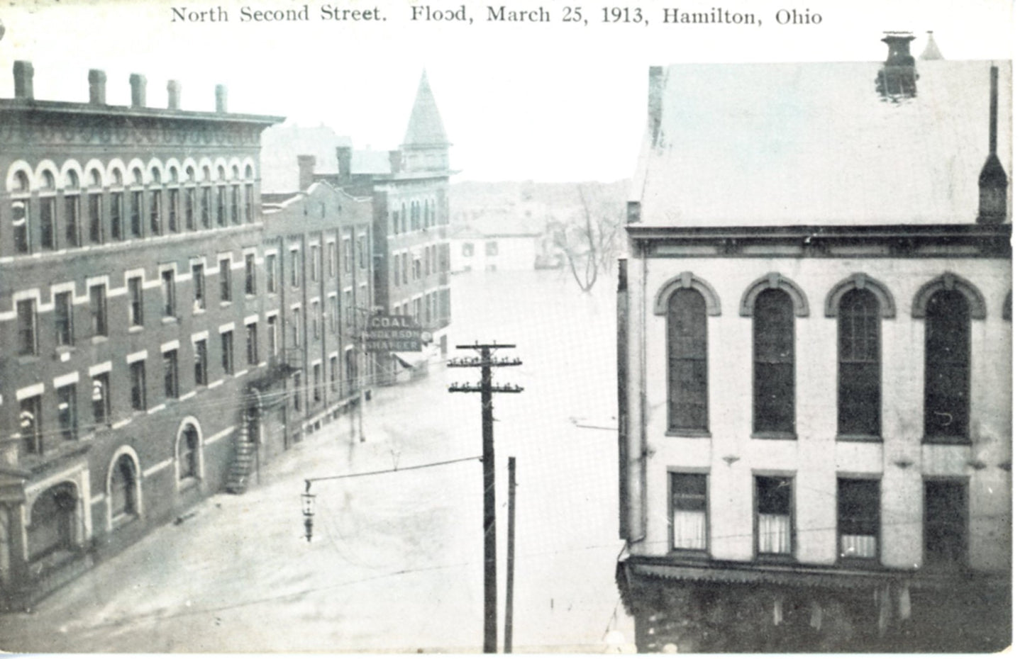 Flood Waters North Second Street Great Flood Disaster March 25, 1913 HAMILTON OHIO Antique Real Photo Postcard