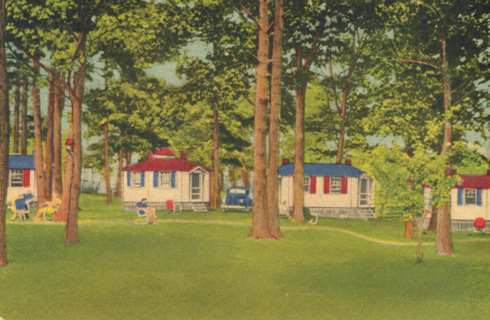 Prospect Point Cabins SPRING LAKE MICHIGAN Vintage Linen Postcard