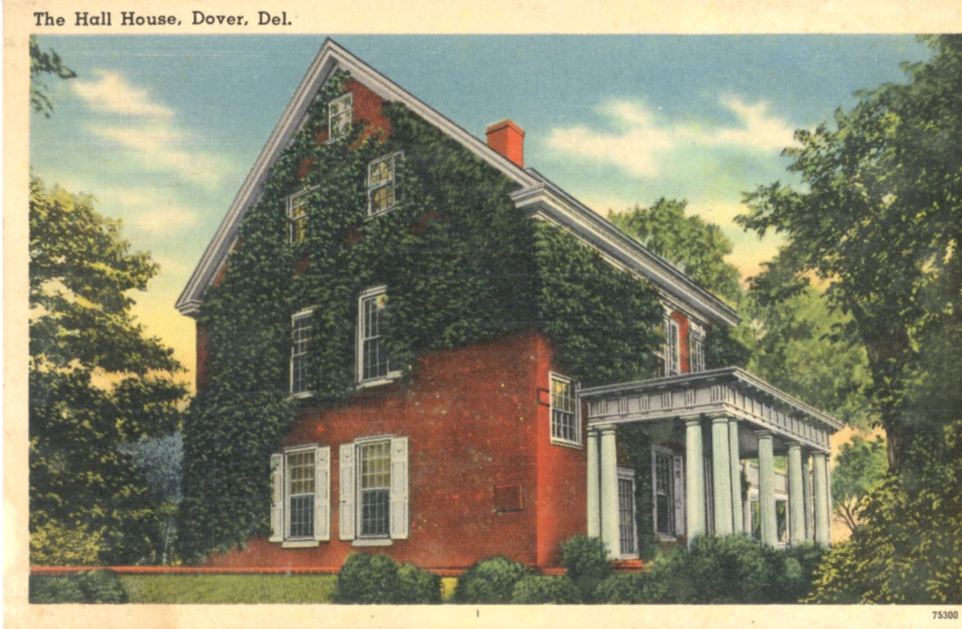 The Hall House DOVER DELAWARE "Now Woodburn" Vintage Linen Postcard Circa 1930 - 1945