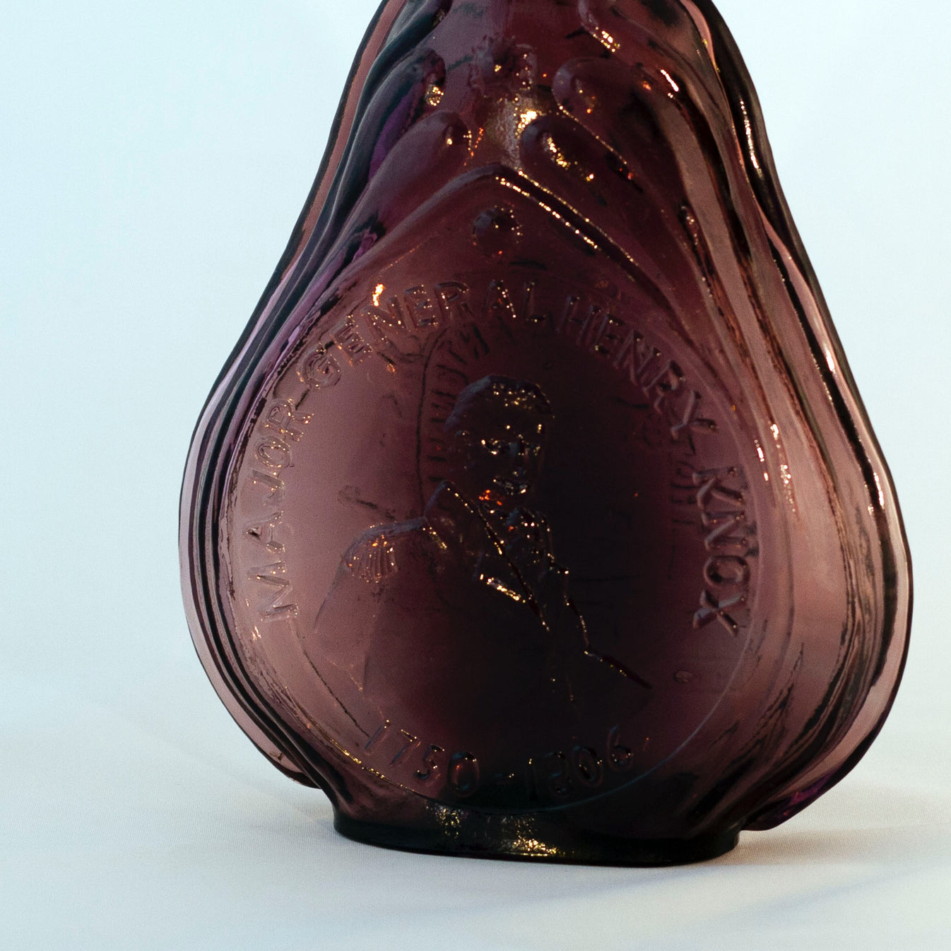 Thomaston Bicentennial Purple Amethyst Glass Bottle Featuring Henry Kn