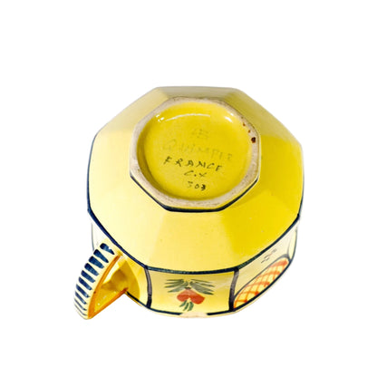 HB Quimper Faïence Flat Cup, Soleil Yellow, Breton Figure Bottom Mark