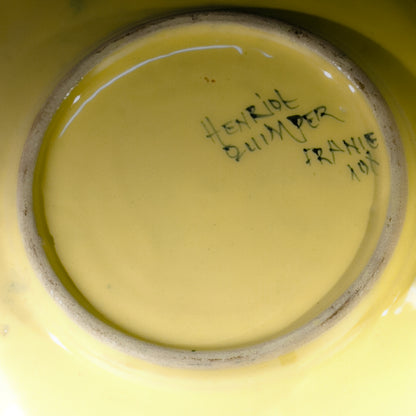 Henriot Quimper Octagonal Dessert Plate – Soleil Yellow Faïence, France, c. 1922–1942