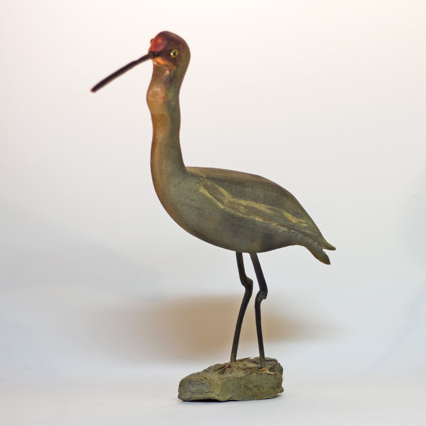 Signed Hand Carved and Painted Folk Art REDDISH EGRET SHOREBIRD 14” Tall by AL SCHATZLE