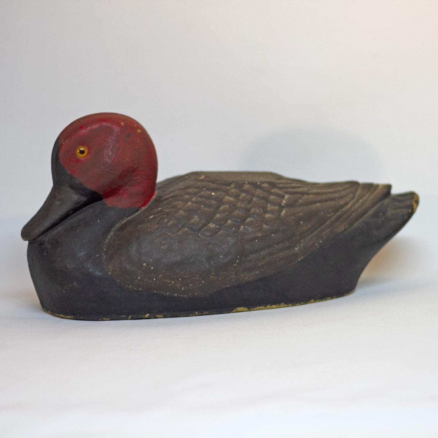 Vintage PAPER MÂCHÉ REDHEAD DUCK DECOY with Glass Eyes Circa 1940s - 1950s