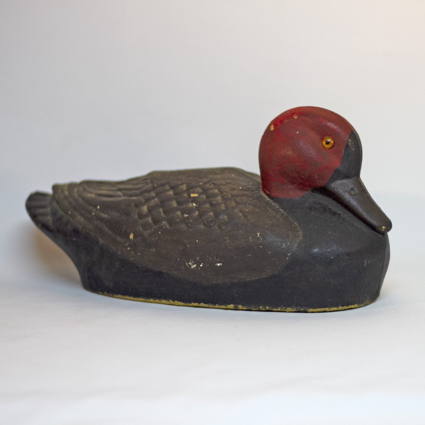 Vintage PAPER MÂCHÉ REDHEAD DUCK DECOY with Glass Eyes Circa 1940s - 1950s