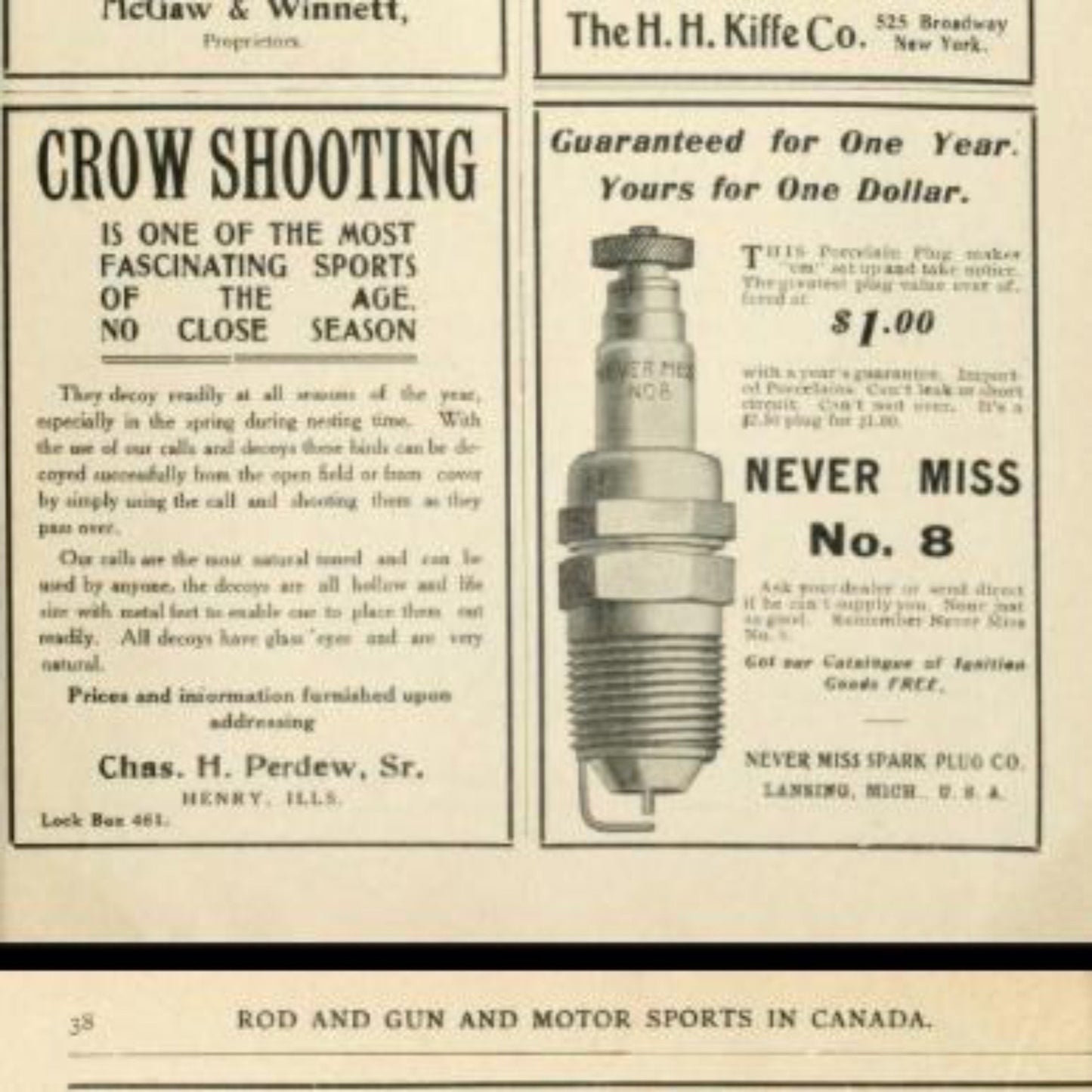 CHARLES H. PERDEW 5” WOOD CROW CALL Patent Date 1909