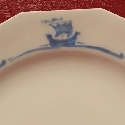 BLUE SAILING SHIPS 6 ½” BREAD PLATE by Rookwood Pottery Cincinnati Ohio