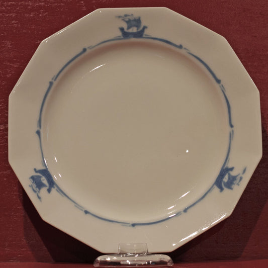 BLUE SAILING SHIPS 10 ¼” DINNER PLATE by Rookwood Pottery Cincinnati Ohio