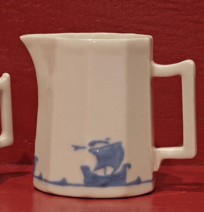 BLUE SAILING SHIPS TEA SET by Rookwood Pottery Cincinnati Ohio Includes Teapot, Creamer and Covered Sugar