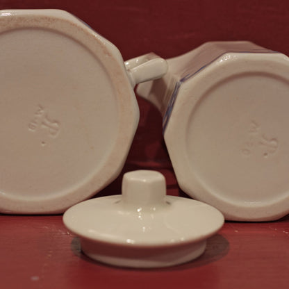 BLUE SAILING SHIPS TEA SET by Rookwood Pottery Cincinnati Ohio Includes Teapot, Creamer and Covered Sugar