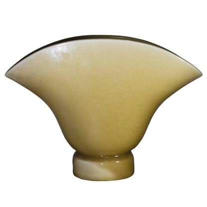 ROOKWOOD FAN Shaped Vase #6839 with Incised Face of Young Girl Circa 1944