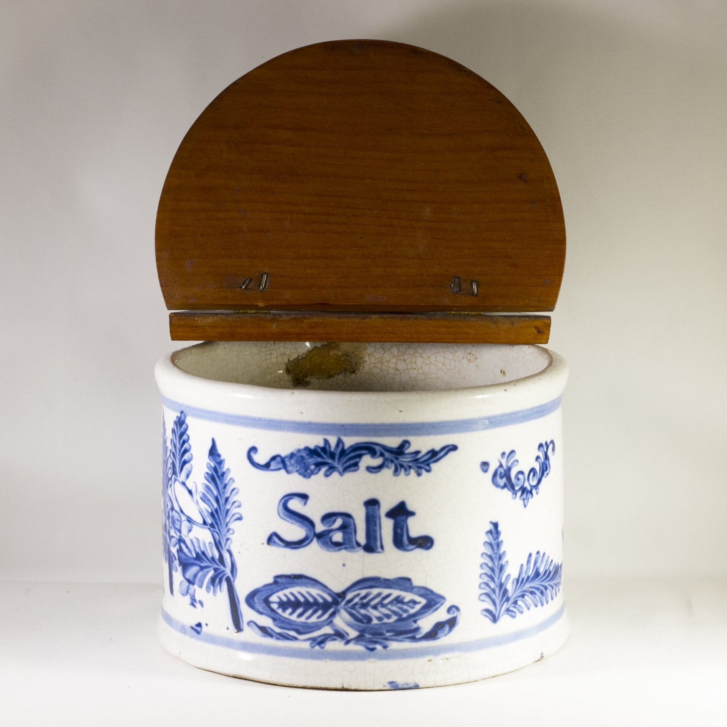 STONEWARE HANGING SALT CELLAR Cobalt Blue and White Slip-Decorated Circa 1800s