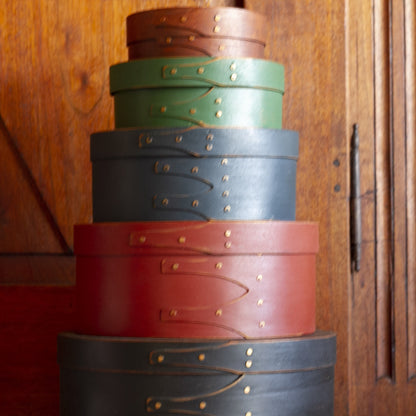 Cajas Nido Circulares con Cola de Milano Estilo Shaker – Juego de 9 Pintadas y Naturales, Decoración Rústica de Granja