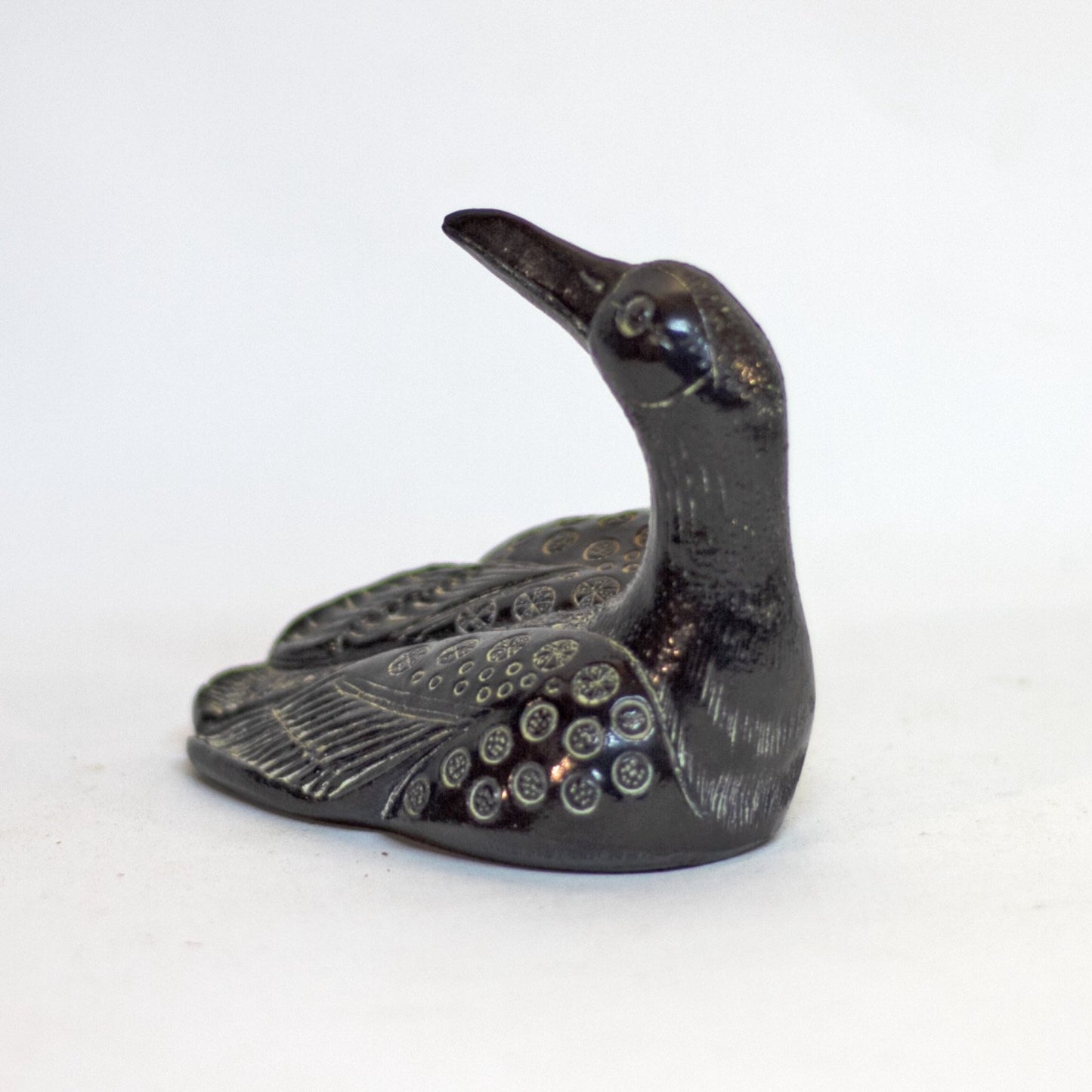 Vintage THE AARDIK COLLECTION Black Soapstone Canadian Loon Circa 1970s