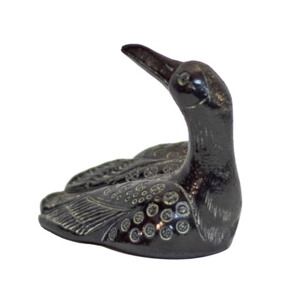 Vintage THE AARDIK COLLECTION Black Soapstone Canadian Loon Circa 1970s