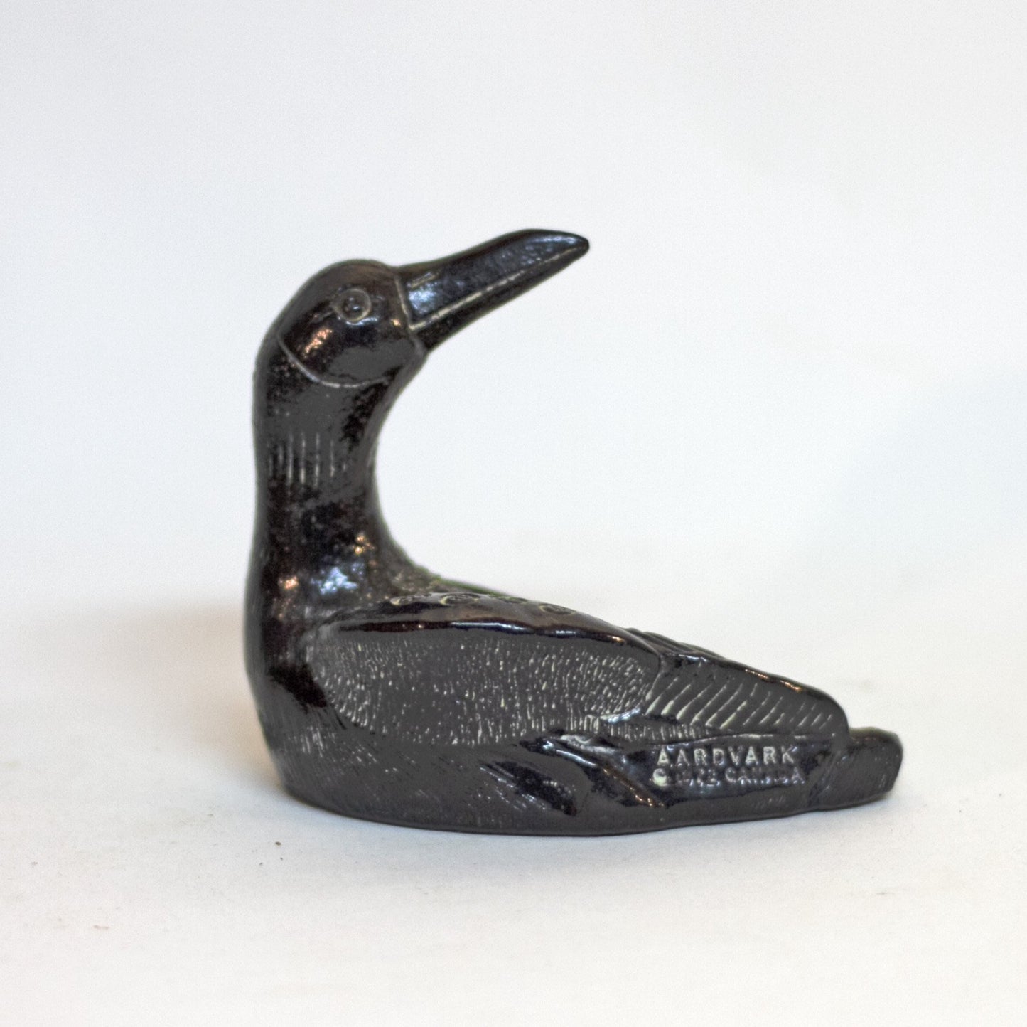 Vintage THE AARDIK COLLECTION Black Soapstone Canadian Loon Circa 1970s