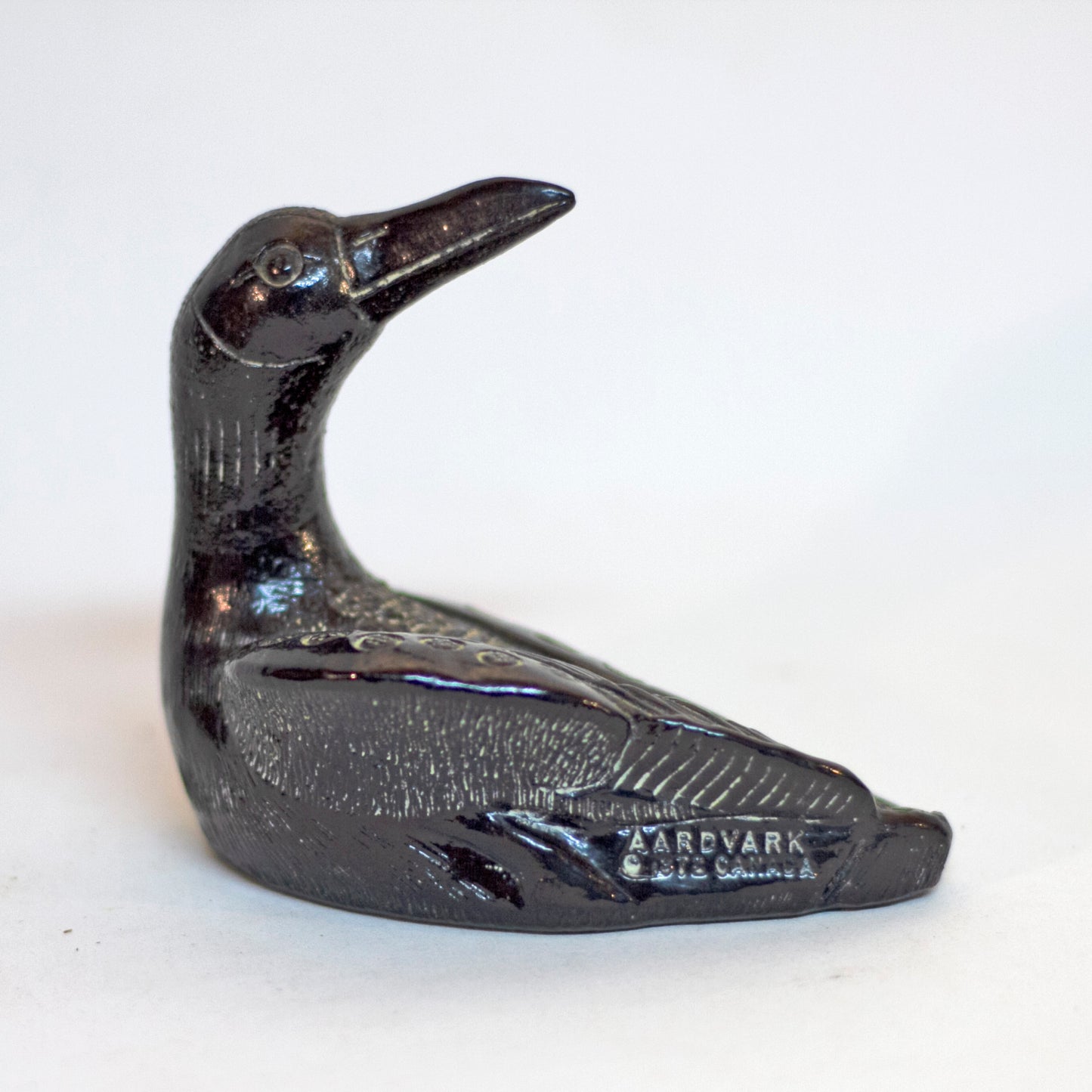 Vintage THE AARDIK COLLECTION Black Soapstone Canadian Loon Circa 1970s