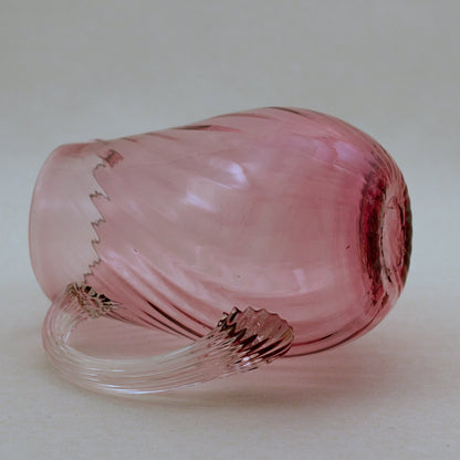 PILGRIM CRANBERRY GLASS Rose Color Pitcher with Optic Swirl
