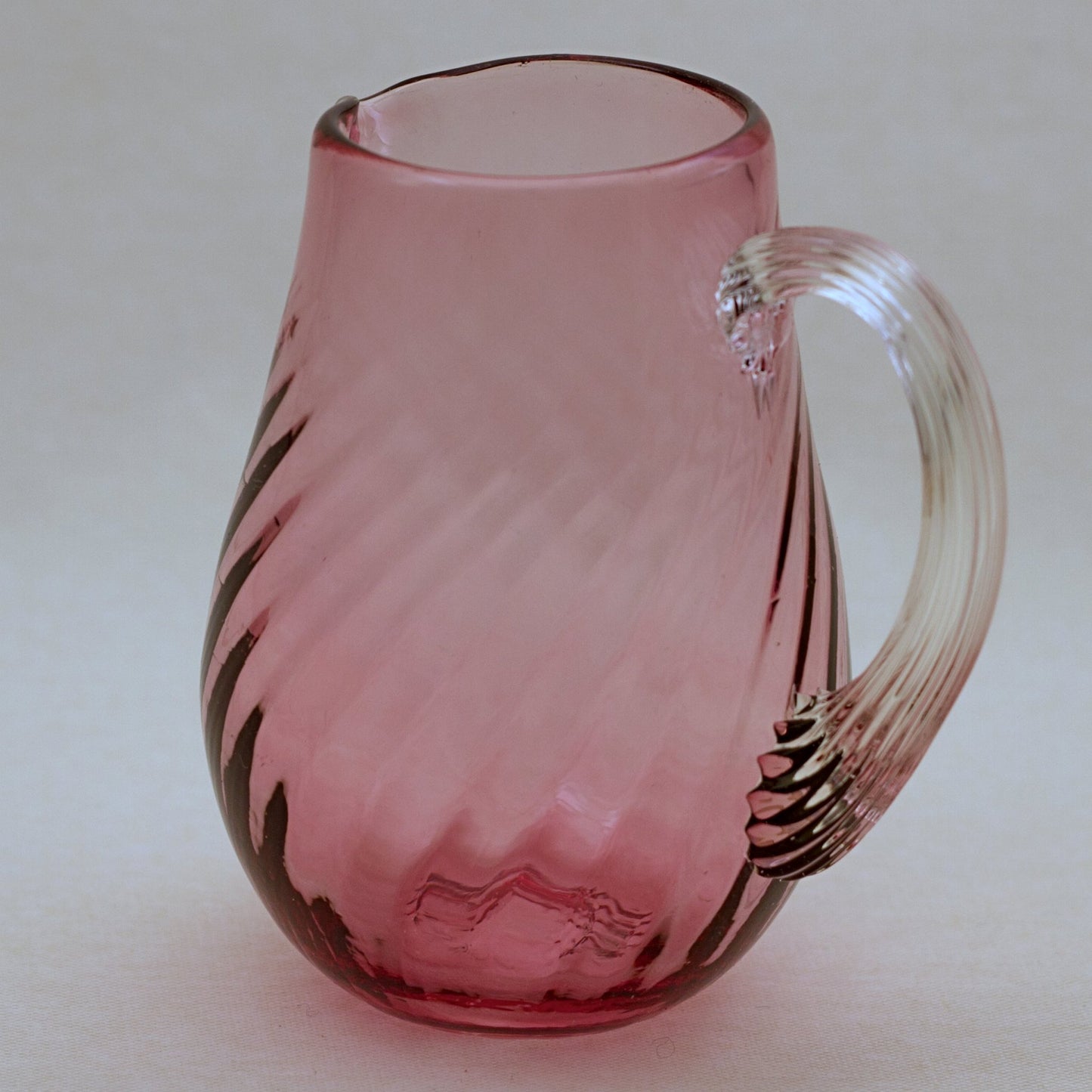 PILGRIM CRANBERRY GLASS Rose Color Pitcher with Optic Swirl