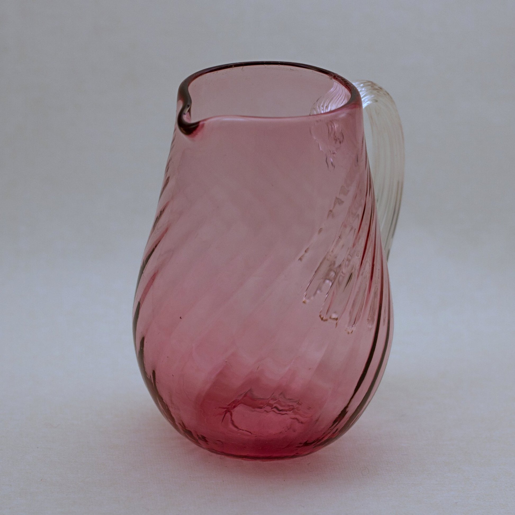 PILGRIM CRANBERRY GLASS Rose Color Pitcher with Optic Swirl