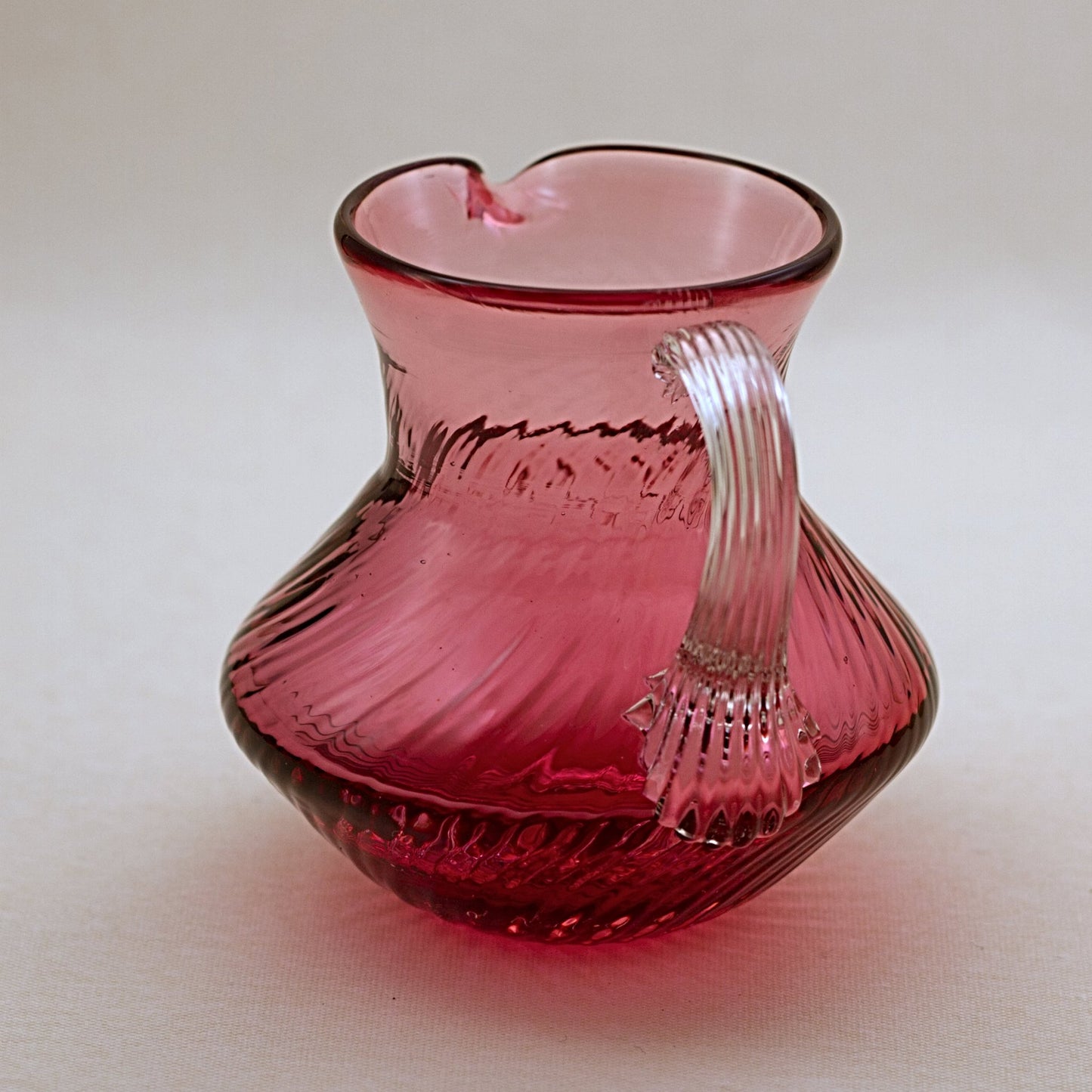 Fenton Art Glass Cranberry Glass Footed Claret Pitcher