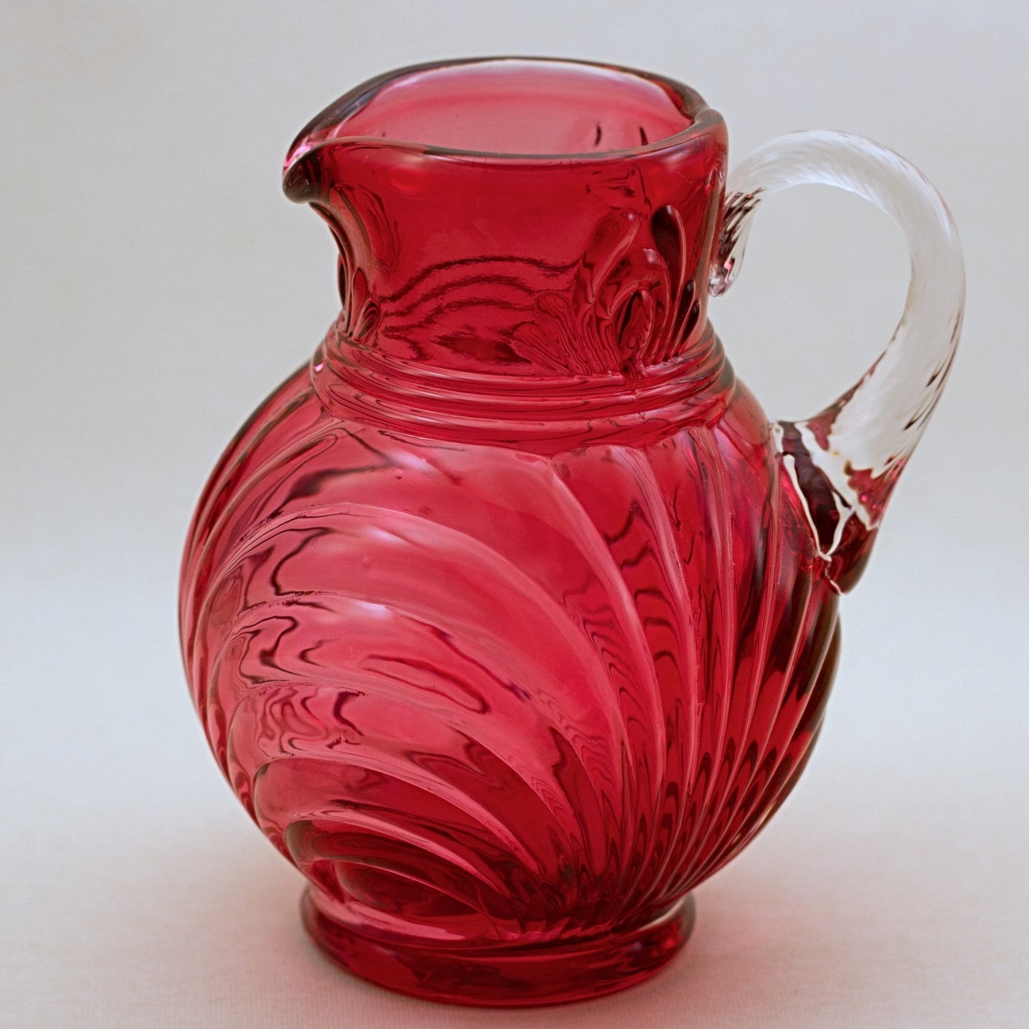 Fenton Cranberry Glass Small Pitcher / Reed Design Handle / outlets Milk or Syrup Pitcher / Country Home Decor /VintageSouthwest