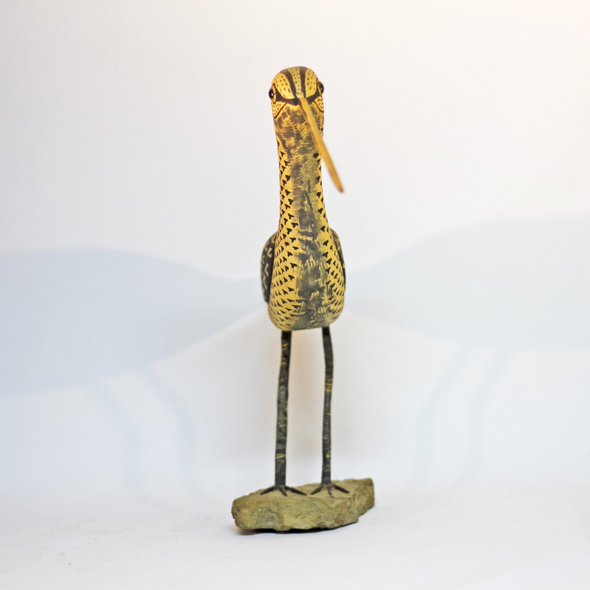 Hand Carved and Painted Folk Art LONG-BILLED SPECKLED CURLEW SHOREBIRD 11” Tall by AL SCHATZLE
