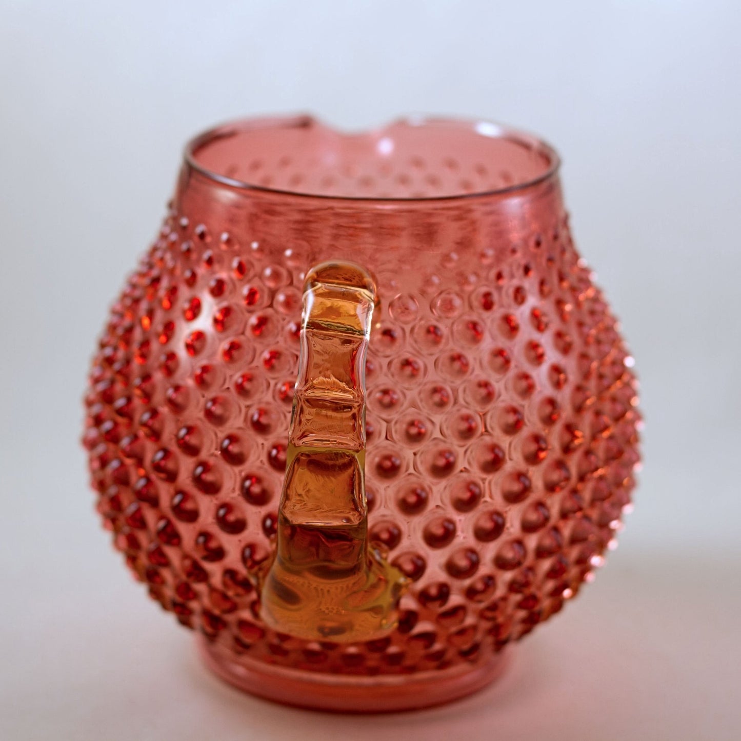 FENTON CRANBERRY GLASS Hobnail Squat Jug or Squat Pitcher