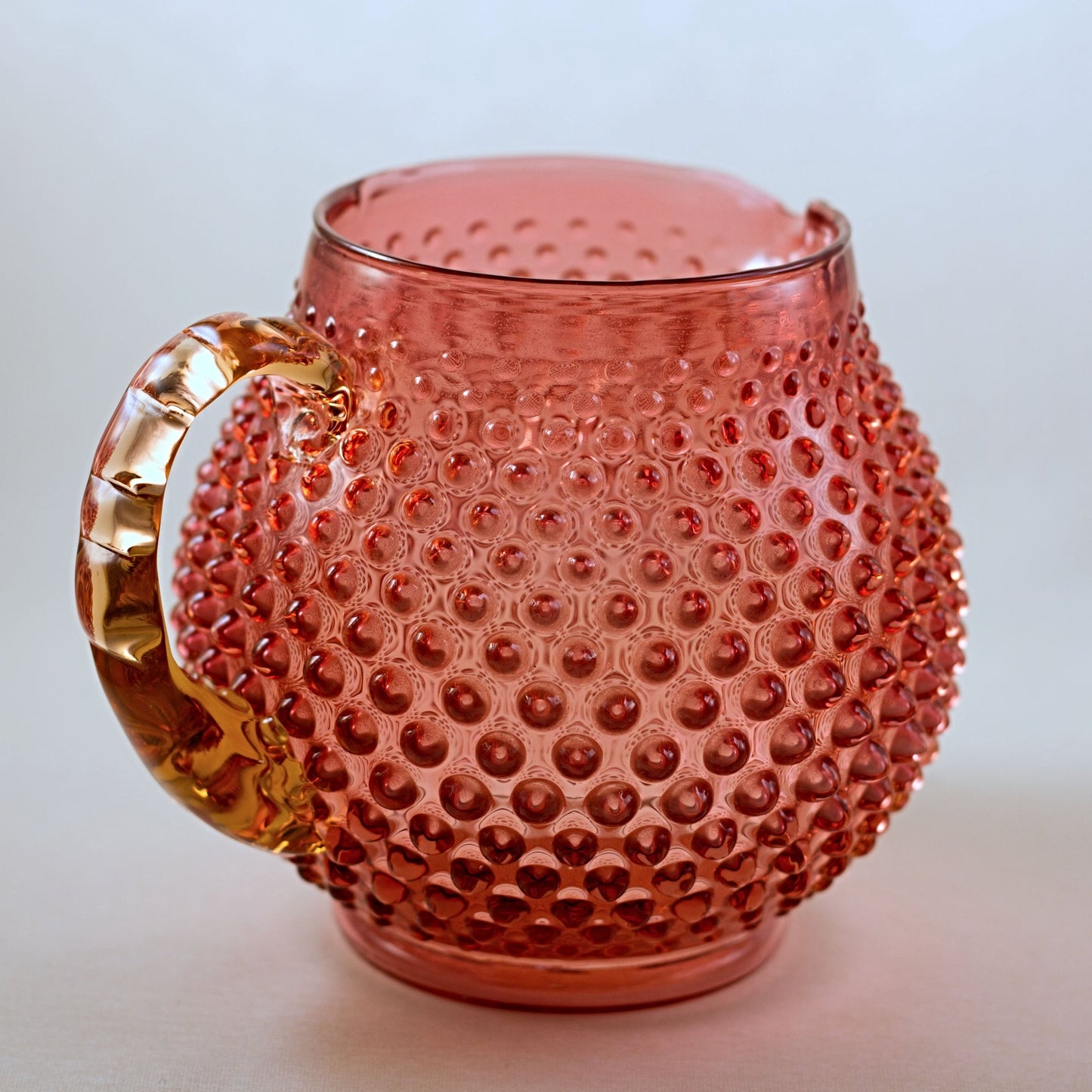 FENTON CRANBERRY GLASS Hobnail Squat Jug or Squat Pitcher