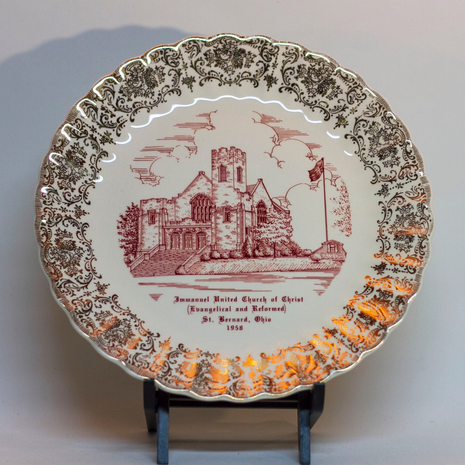 Vintage Decorative CHURCH PLATE Immanuel United Church of Christ St. Bernard Ohio 1958