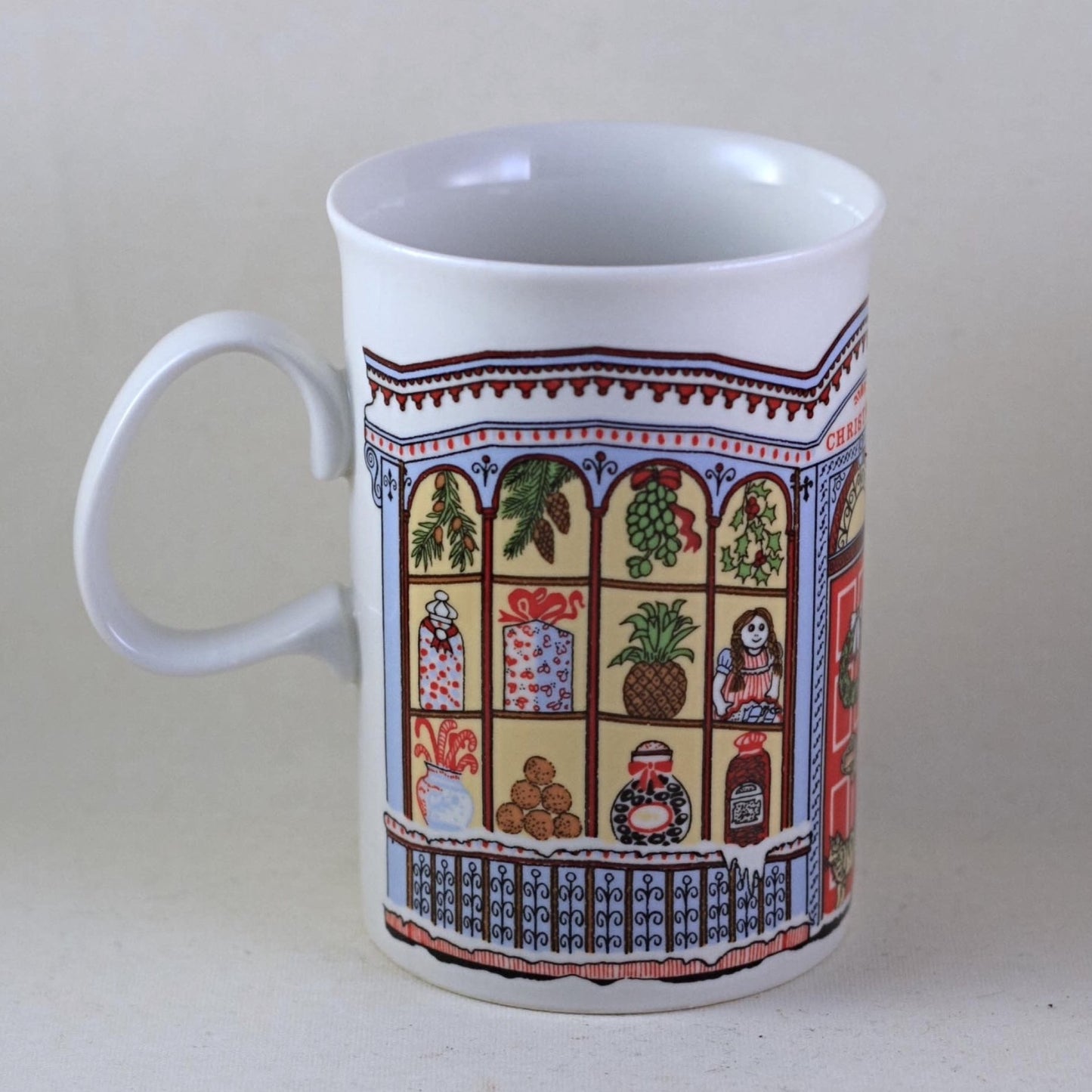 DUNOON SUE SCULLARD Mug Christmas Storefront with Cats