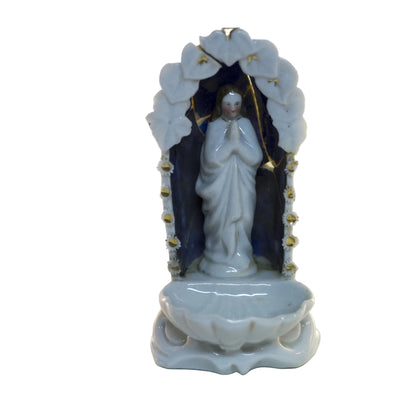 Antique Porcelain FREE-STANDING PRAYERFUL CHRIST HOLY WATER FONT Damaged