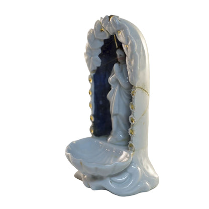 Antique Porcelain FREE-STANDING PRAYERFUL CHRIST HOLY WATER FONT Damaged