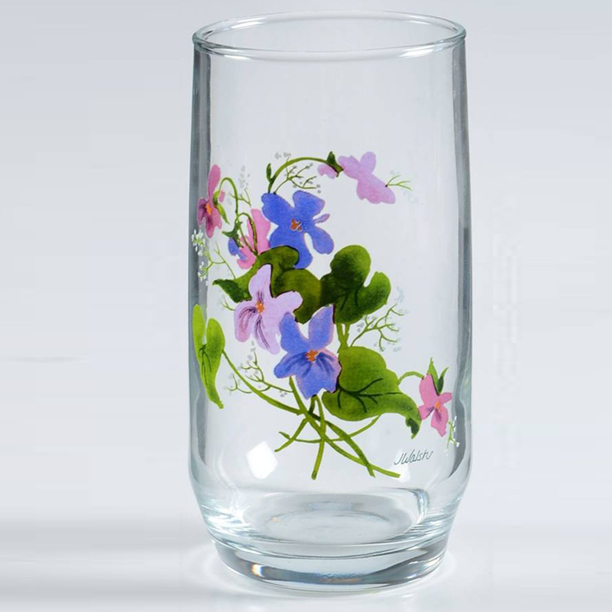 WILD VIOLETS COLLECTION By Avon Hand Painted Crystal Tumbler Made in France 22K Gold