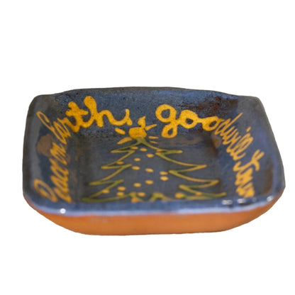 TURTLECREEK POTTERS Peace on Earth Redware 5" Dish Signed Mary Circa 1985 