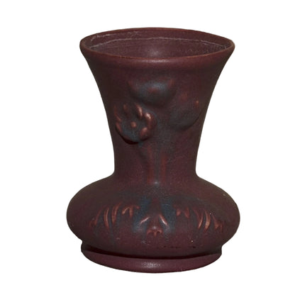 VAN BRIGGLE ART POTTERY Mulberry and Blue Raised Poppy 5" Vase 1910 - 1945