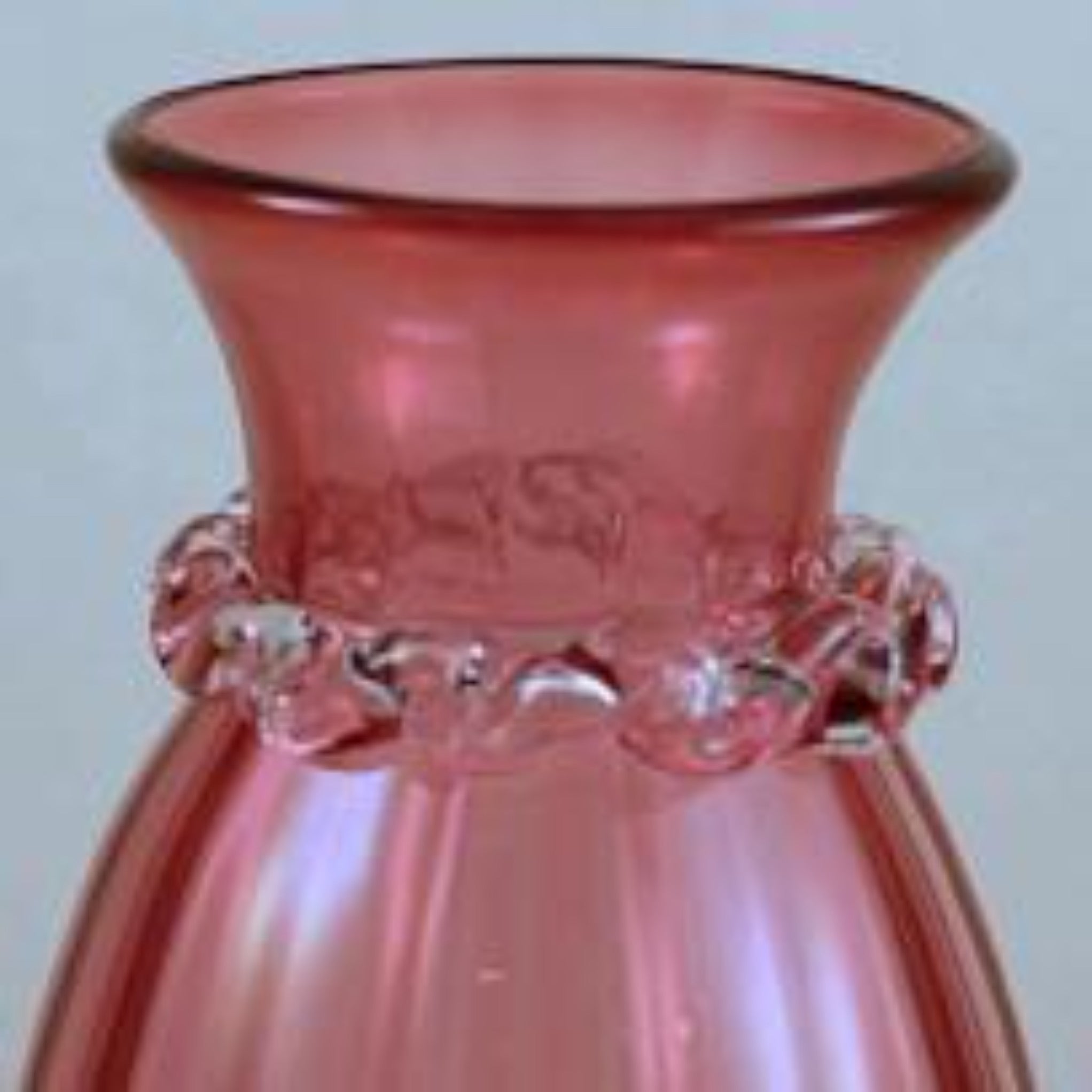 Vintage Handblown with Gold Cranberry offers Pilgrim Glass Co Sac Vase Ribbed Optic Vase Glass Decor Collectible Glass